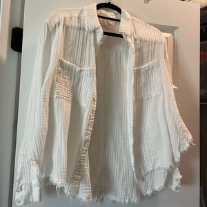 Urban Outfitters White Button Down Shirt Pleated Relaxed